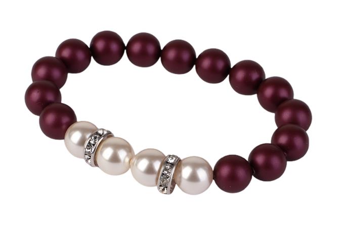 Karkötő, bíborlila-fehér SWAROVSKI® gyöngyből, fehér rondella kristállyal, 10mm, ART CRYSTELLA® M